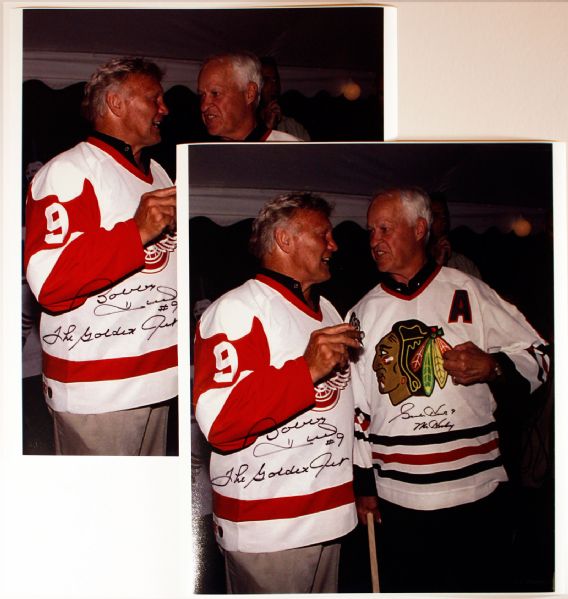Lot of 2 Bobby Hull & Gordie Howe Autographed 16x20 Photos