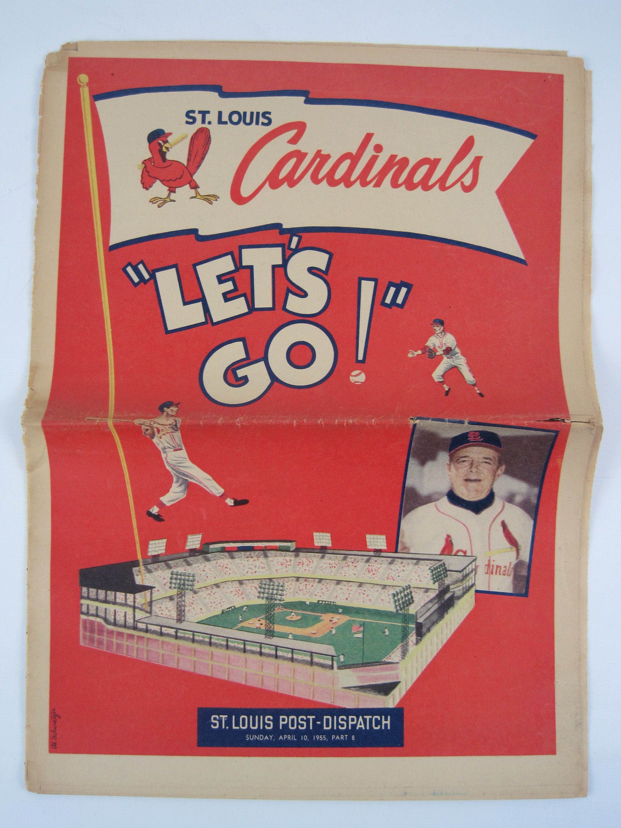 Lot Detail - St Louis Cardinals &quot;Lets Go&quot; St Louis Dispatch Newspaper