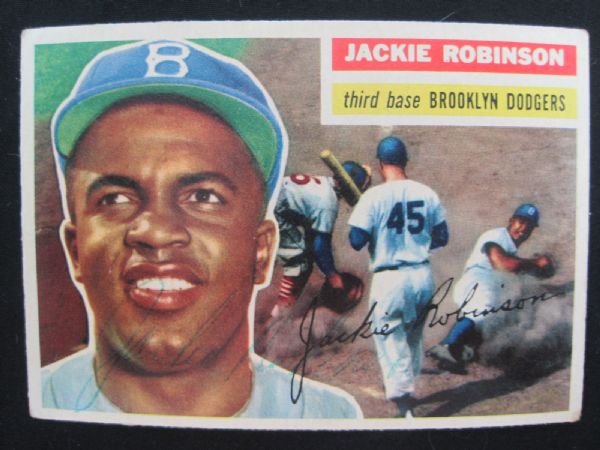 Jackie Robinson Brooklyn Dodgers Autographed 1956 Topps Baseball Card w/Full JSA LOA