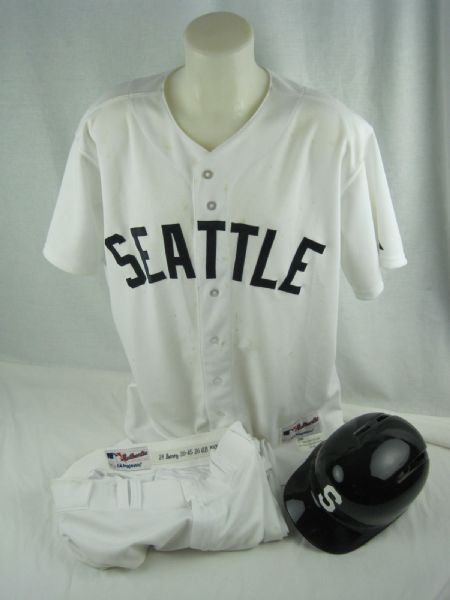 Raul Ibanez 2013 Seattle Mariners Professional Model Throwback Uniform & Helmet w/Medium Use