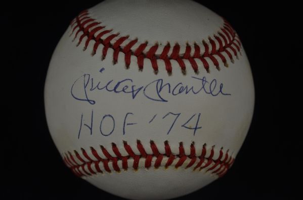 Mickey Mantle HOF 1974 Autographed & Inscribed Baseball