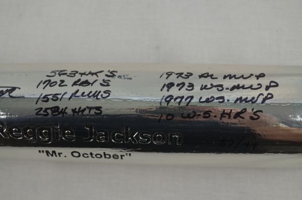 Reggie Jackson Autographed & Inscribed Limited Edition Silver Bat