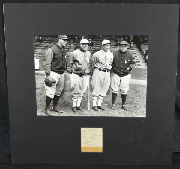 Babe Ruth Lou Gehrig Ty Cobb & Tris Speaker Autographed Display