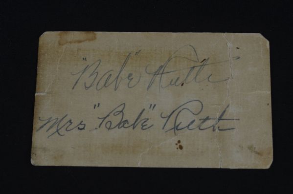 Babe Ruth & Mrs. Babe Ruth Dual Signed Cut Signature