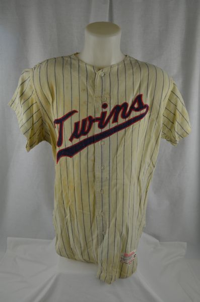 Ted Uhlaender 1966 Minnesota Twins Professional Model Flannel Jersey w/Heavy Use