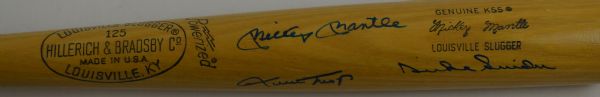 Mickey Mantle Willie Mays & Duke Snider Autographed Signature Model Bat