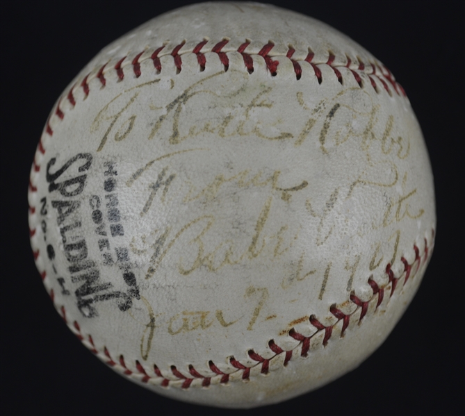 Babe Ruth Autographed Baseball "To Ruth Robbe" Dated Jan 7th 1927