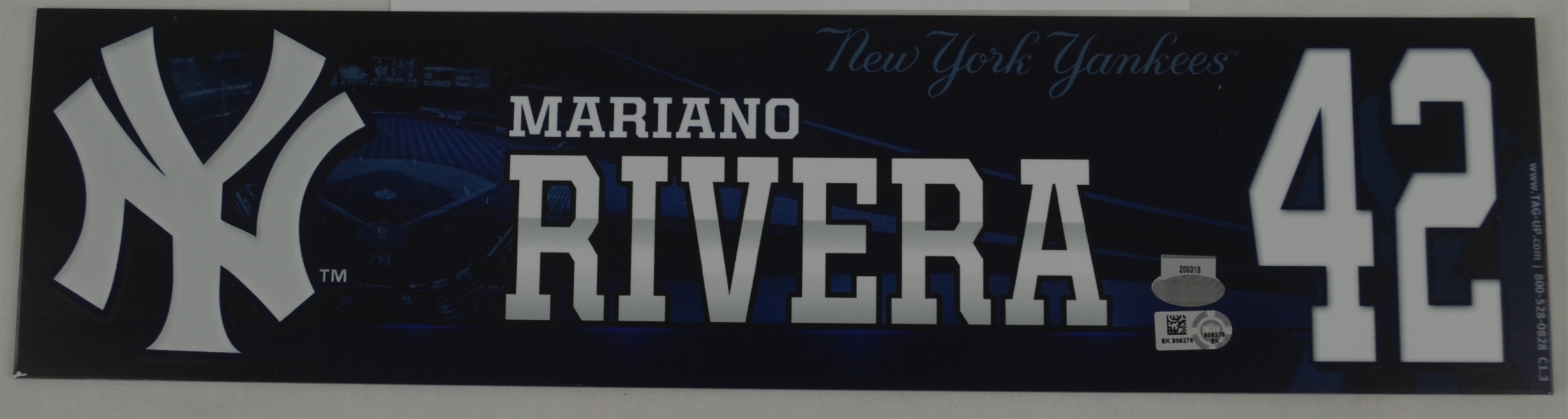 Mariano Rivera Locker Room Name Plate From His Last Game Played in NY 9/26/2013