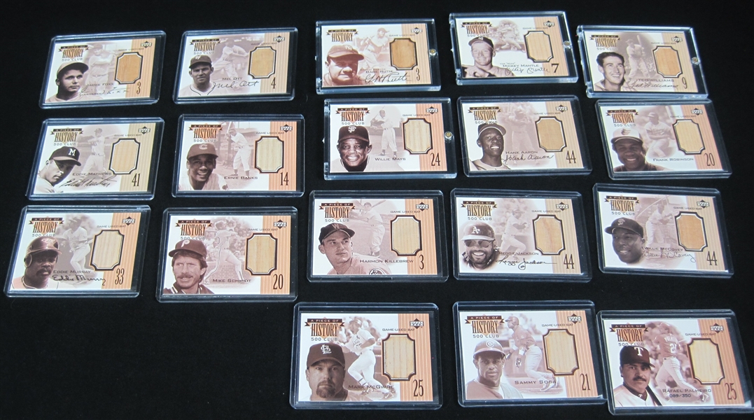 Upper Deck 1999 Piece of History 500 HR Club Collection of 18 Game Used Bat Cards