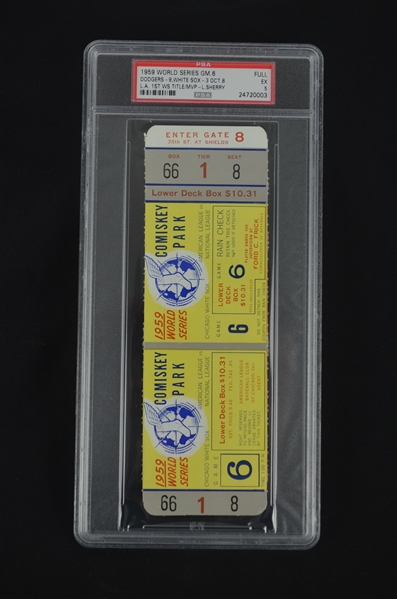 1959 World Series Ticket Game 6 PSA 5 Dodgers First WS in LA