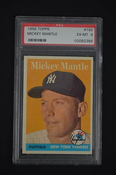 Mickey Mantle 1958 Topps Card #150 PSA 6 EX MT