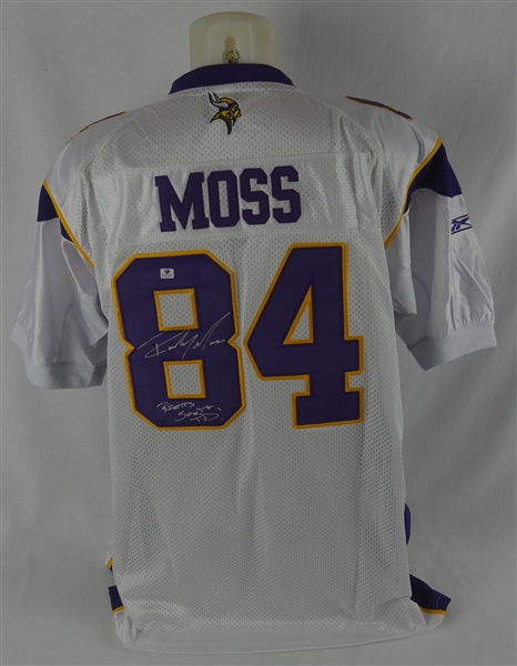 Randy Moss Autographed Inscribed Favre 500th TD Minnesota Vikings Jersey