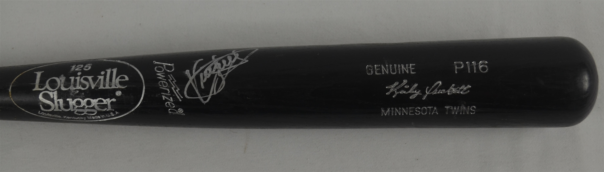 Kirby Puckett 1995 Minnesota Twins Professional Model Bat w/Heavy Use & Signed