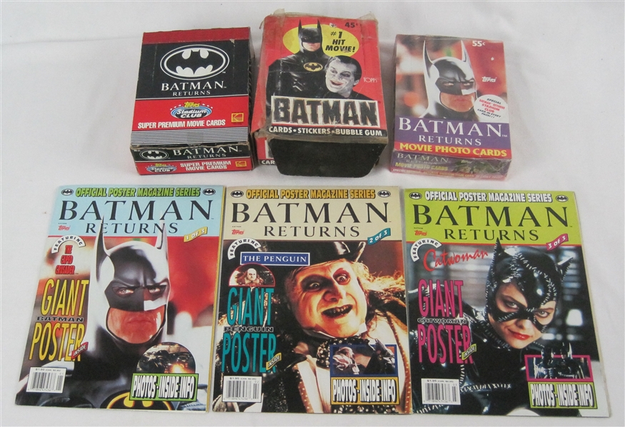 Batman Collection of 3 Unopened Boxes & Set of 3 Comic Books
