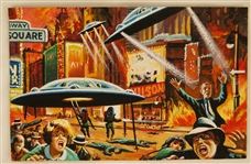 1962 Mars Attacks Original Artwork For Card #8 "Terror in Times Square"