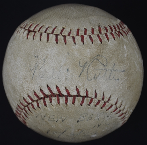 Babe Ruth Single Signed Baseball Dated 1927