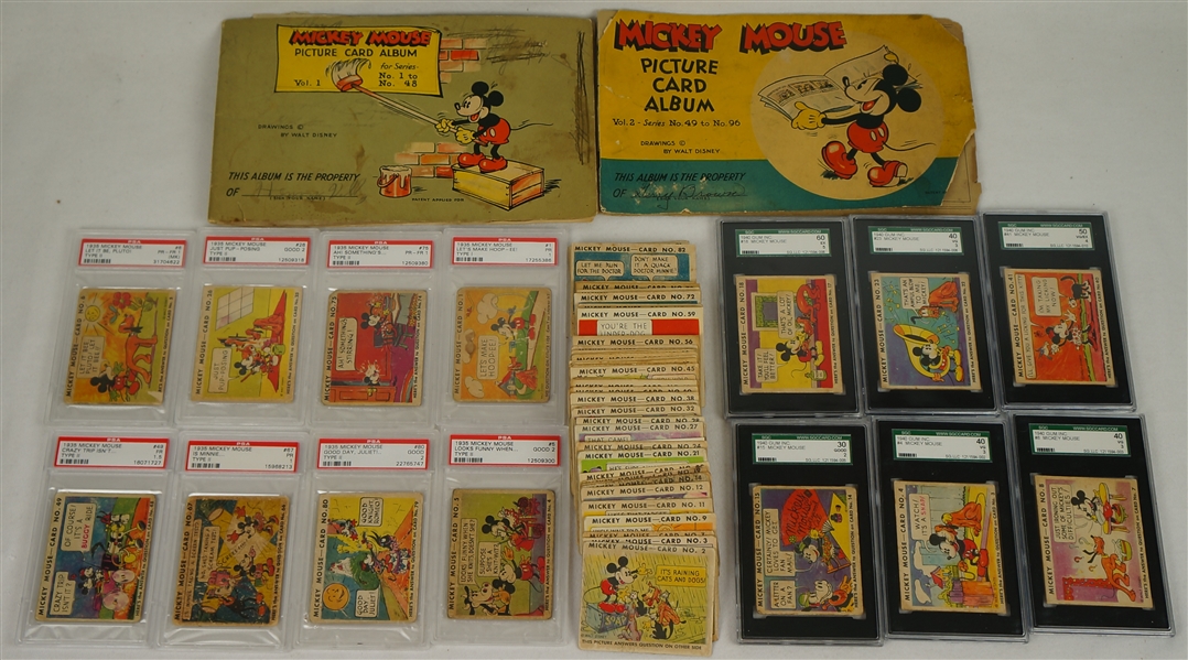Vintage 1935 Mickey Mouse Original 96 Card Volume I & II Picture Albums by Walt Disney 