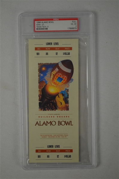 Alamo Bowl Game 1996 Full PSA Graded Ticket Iowa vs Texas Tech 