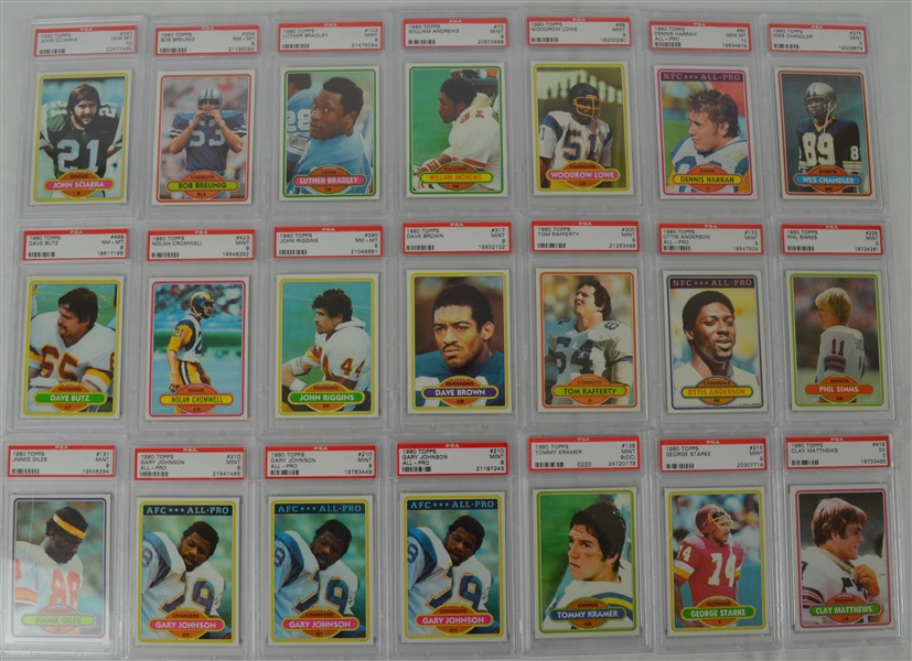 1980 Topps Football Collection of 21 PSA Graded Cards 