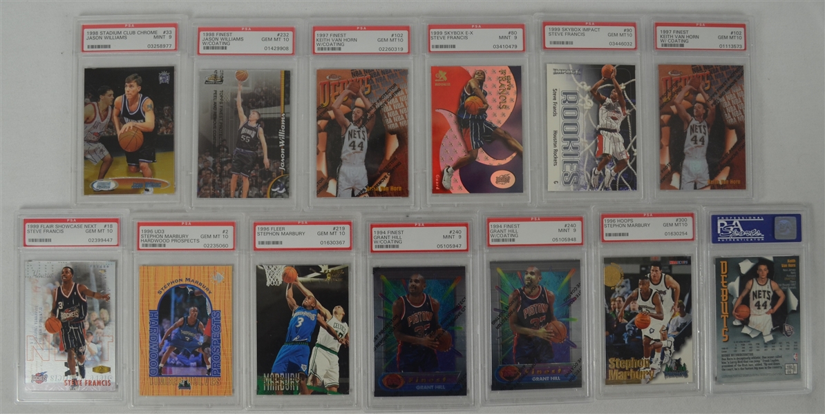 NBA Collection of 13 PSA Graded Cards 