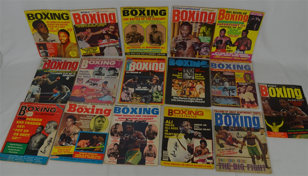 Joe Fraziers Collection of 16 Vintage 1970s Boxing Magazines Signed by Emile Griffith