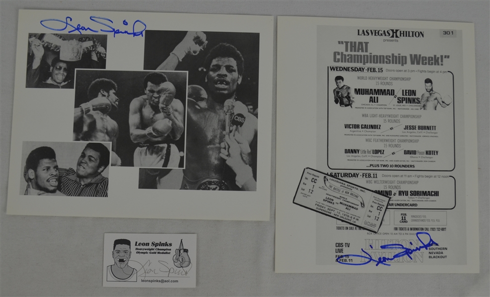 Leon Spinks Autographed 8x10 Photos & Business Card