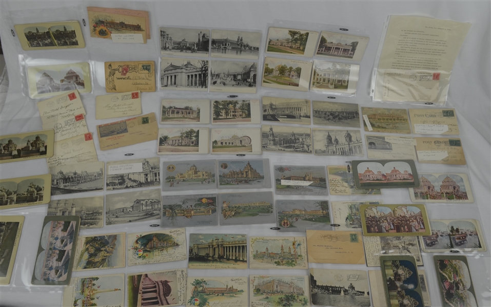Vintage 1904 St. Louis Worlds Fair Collection w/Post Cards Poster Stamps Covers & More