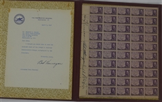 Harry Truman & Robert E. Hannegan Signed 1947 Collectible Stamp Sheet