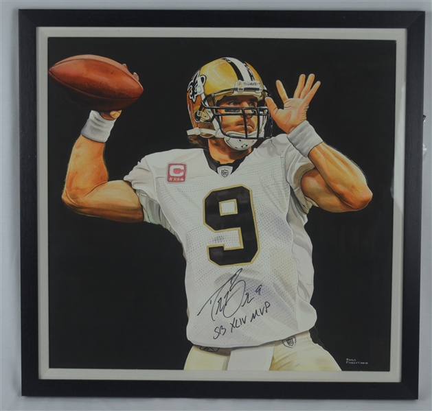 Drew Brees Original James Fiorentino Painting Signed by Both w/LOA From Artist