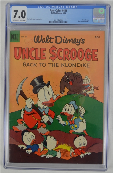 Rare 1953 Walt Disney Uncle Scrooge 2nd Issue Dell Four Color Comic Book #456 CGC Graded 7.0