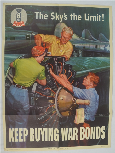 Vintage Original 1944 World War II 20x27 Savings Bond Poster 