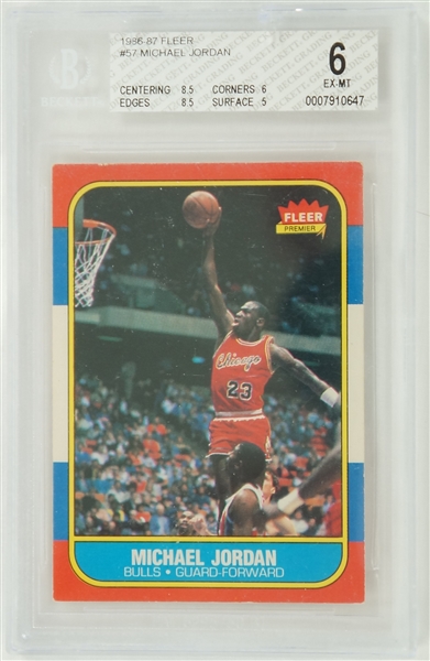 Michael Jordan 1986-87 Fleer Rookie Card BGS 6 EX/MT