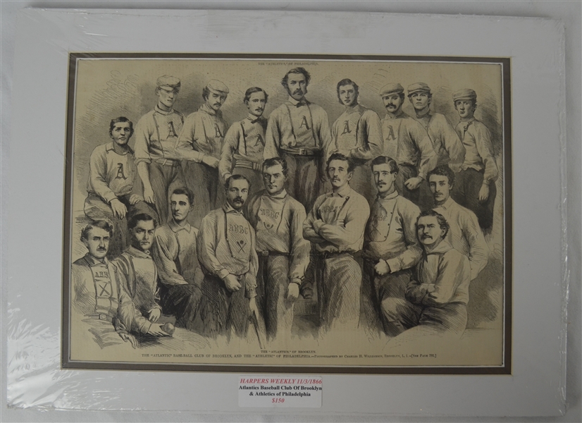 Harpers Weekly 11/3/1866 Atlantics & Athletics Baseball Clubs Photo