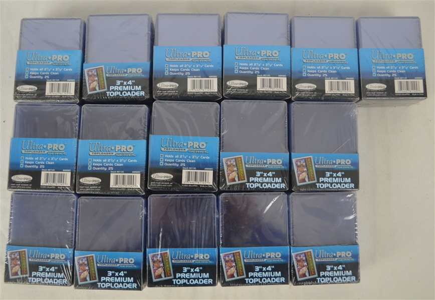 Collection of 16 Boxes of Collectible Card Top Loaders