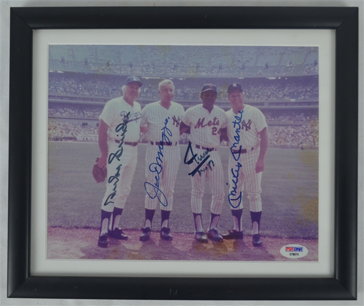 Mickey Mantle Willie Mays Joe DiMaggio & Duke Snider Autographed 8x10 Photo PSA/DNA