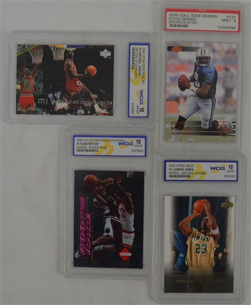 Collection of 4 Graded Cards w/Kobe Bryant & LeBron James