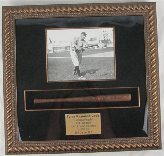 Stunning Ty Cobb Autographed Louisville Slugger Mini Bat Display PSA/DNA & JSA LOA