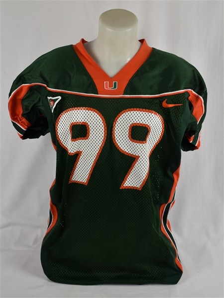 Miami Hurricanes Game Used Game Used Home Green Jersey