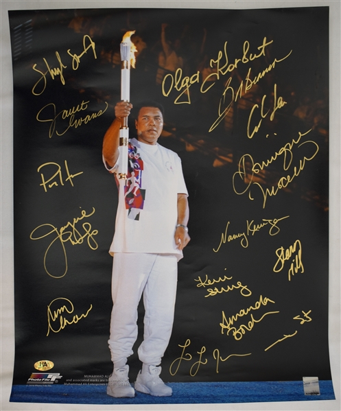 Muhammad Ali 16x20 Olympic Games Photo w/15 Signatures