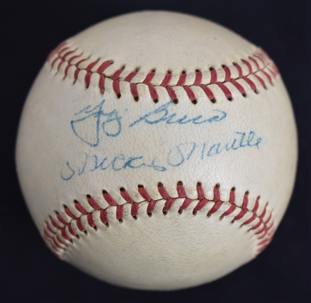 Vintage 1950s Mickey Mantle & Yogi Berra Dual Signed OAL William Harridge Baseball w/Reach Box