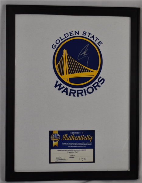 Steph Curry Autographed Framed Jersey/Shirt w/GSW COA