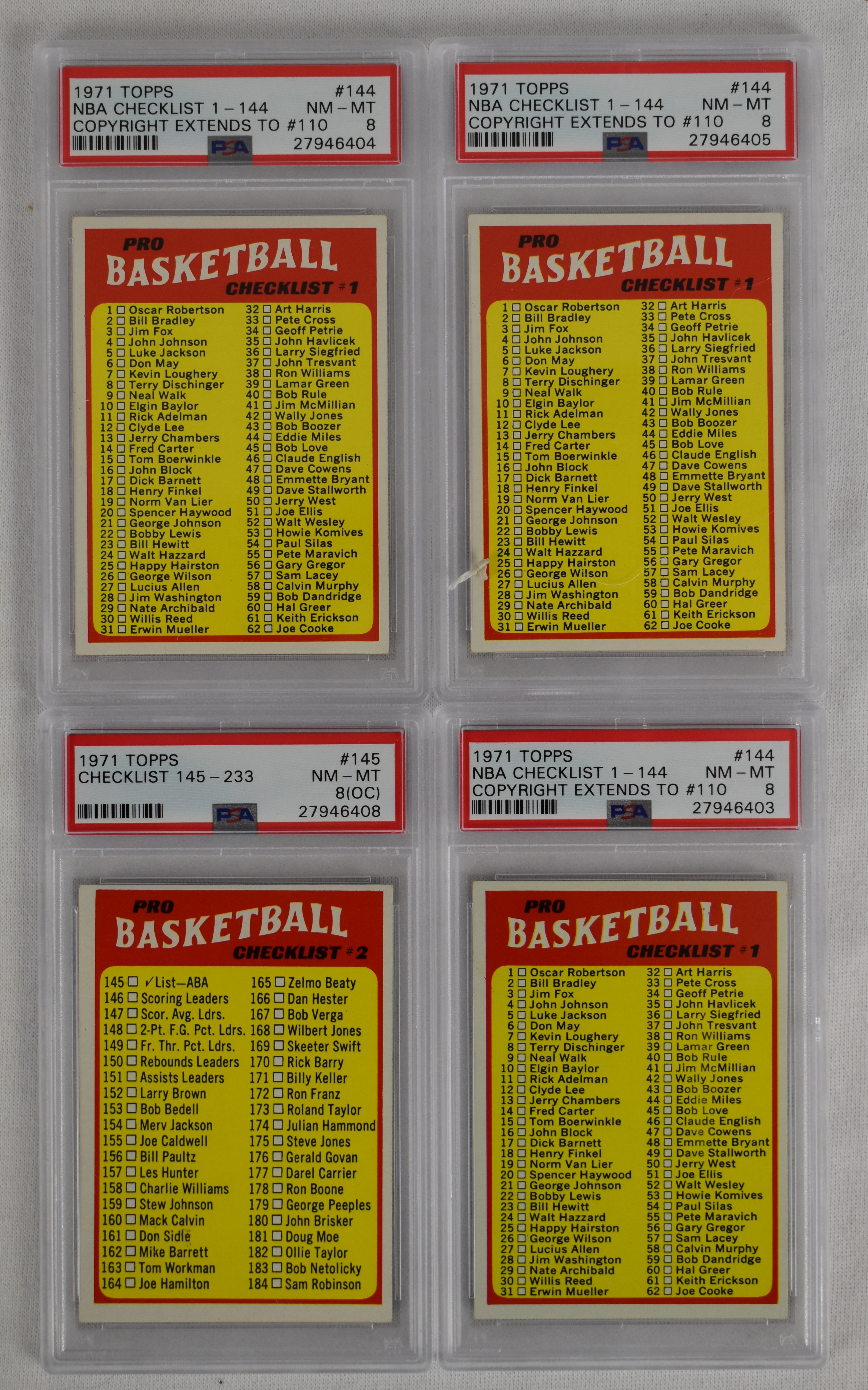 Lot Detail Collection of 4 Vintage 1971 Topps Basketball Checklist