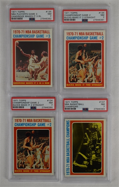 Collection of 4 Vintage 1971 Topps NBA Champions Basketball Cards PSA 7 