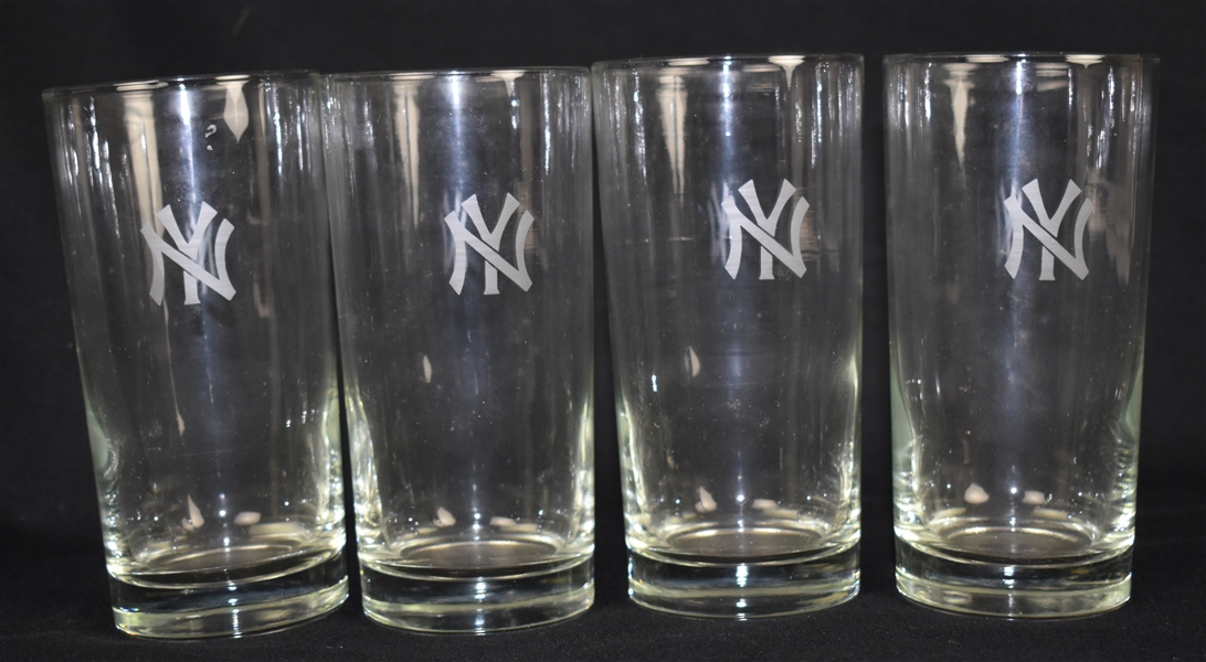 Set of Four (4) New York Yankee Drinking Glasses