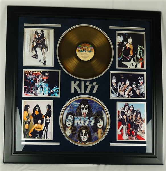 KISS Autographed Display Signed by Gene Simmons Paul Stanley Ace Frehley & Peter Criss