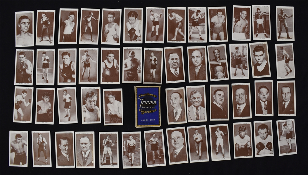 Complete Set of 1938 Churchman Boxing Personalities Cigarette Cards w/Original Pack