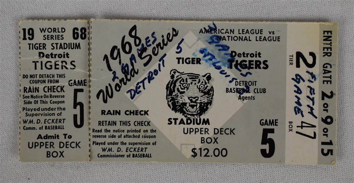 Full 1968 World Series Ticket 