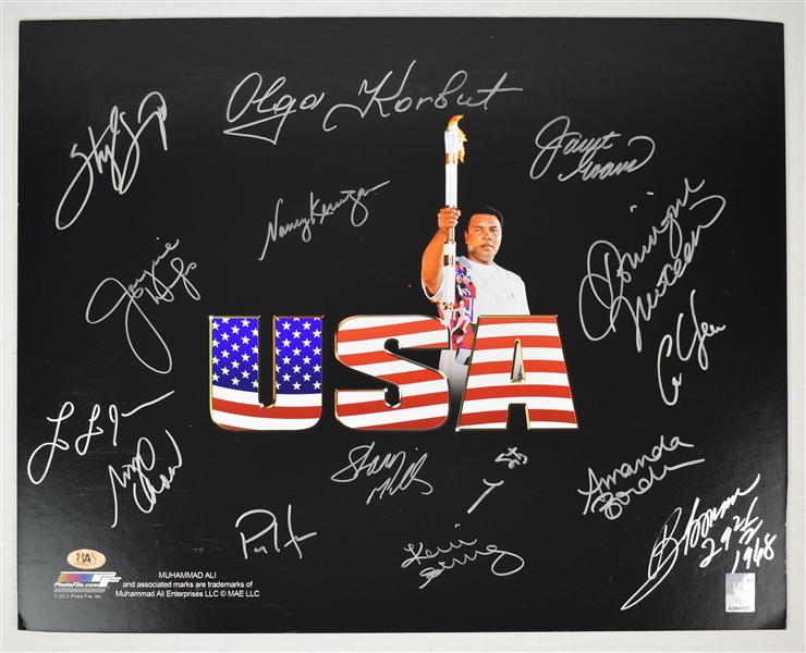 Muhammad Ali Autographed 16x20 Olympic Photo w/15 Signatures