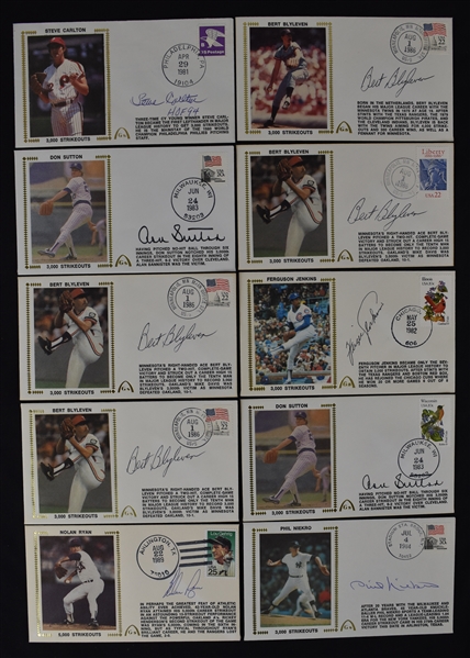 Collection of 10 Autographed 3,000 Strikeout First Day Covers 