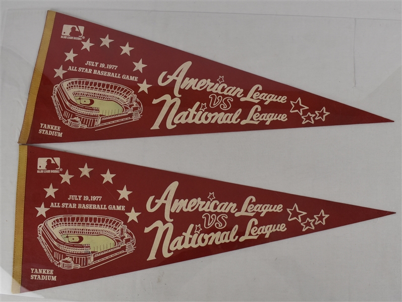 Vintage 1977 Lot of 2 All Star Game Pennants